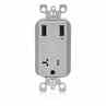 Leviton T5830-GY Receptacle / USB Charger Combo